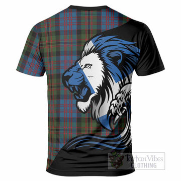 Bowie Tartan Crest T-Shirt Scottish Golden Lions Wave Flow