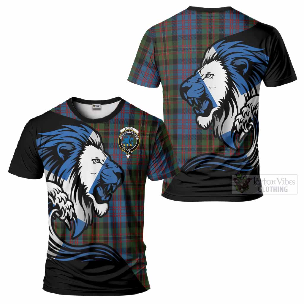 Bowie Tartan Crest T-Shirt Scottish Golden Lions Wave Flow