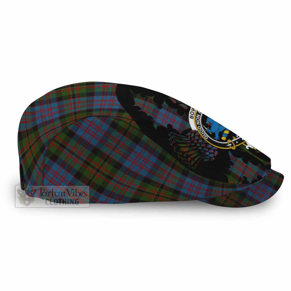 Bowie Tartan Family Crest Flat Cap, Jeff Cap Scotland Thistle Floral