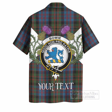 Bowie Tartan Family Crest Hawaiian Shirt Scottish Burns Night Thistle Floral