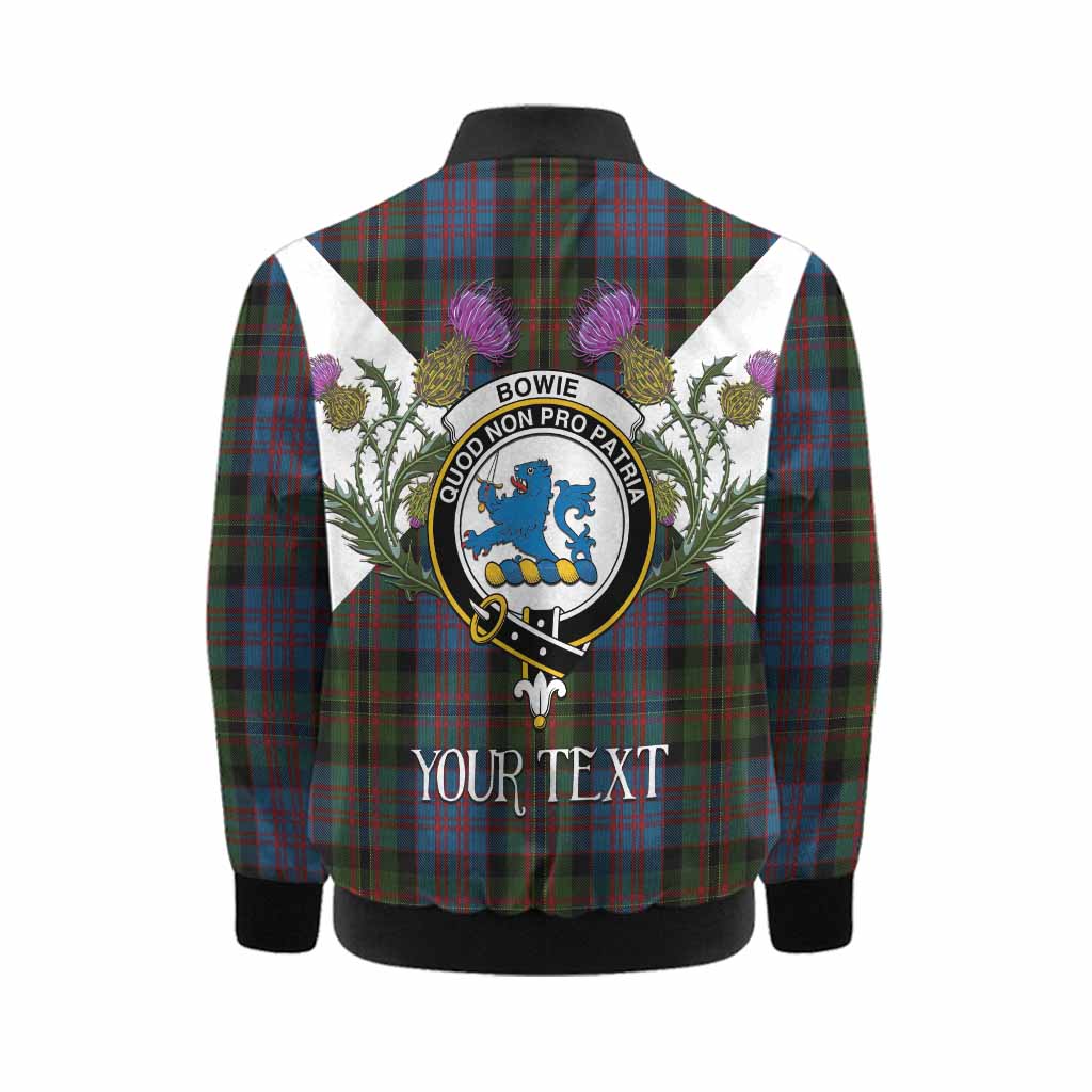 Bowie Tartan Family Crest Kid Bomber Jacket Scottish Burns Night Thistle Floral