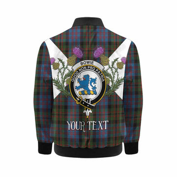 Bowie Tartan Family Crest Kid Bomber Jacket Scottish Burns Night Thistle Floral