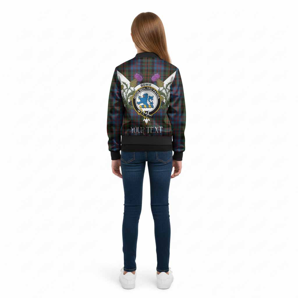 Bowie Tartan Family Crest Kid Bomber Jacket Scottish Burns Night Thistle Floral