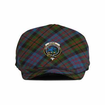 Bowie Tartan Flat Cap, Jeff Cap Cross Style with Family Crest