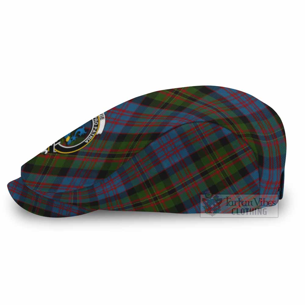 Bowie Tartan Flat Cap, Jeff Cap Cross Style with Family Crest - Tartan Vibes Clothing