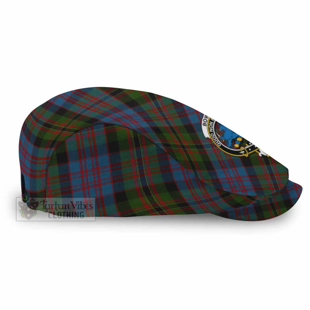 Bowie Tartan Flat Cap, Jeff Cap Cross Style with Family Crest - Tartan Vibes Clothing