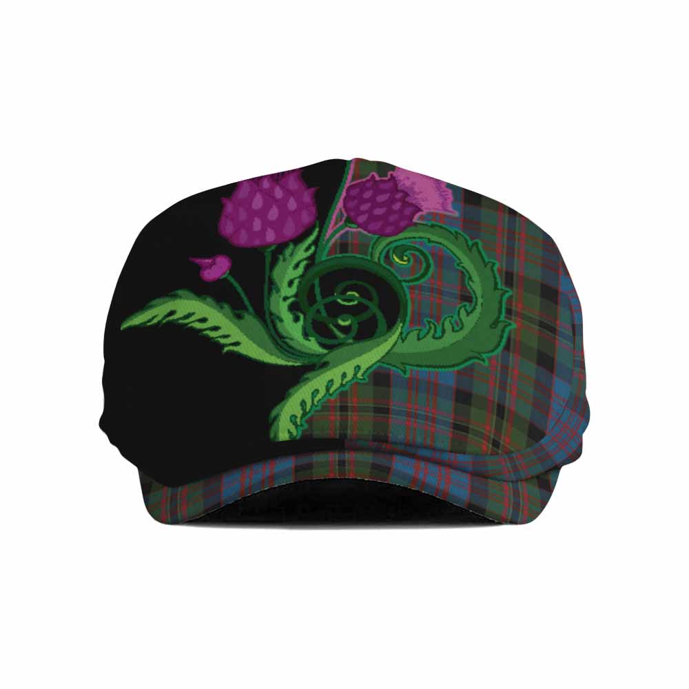 Bowie Tartan Flat Cap, Jeff Cap Traditional Scottish Thistle