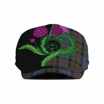 Bowie Tartan Flat Cap, Jeff Cap Traditional Scottish Thistle