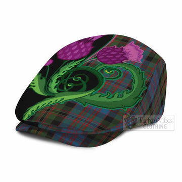 Bowie Tartan Flat Cap, Jeff Cap Traditional Scottish Thistle