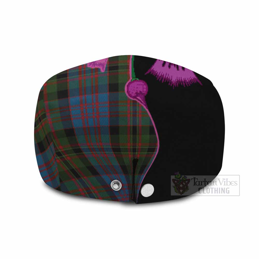 Bowie Tartan Flat Cap, Jeff Cap Traditional Scottish Thistle