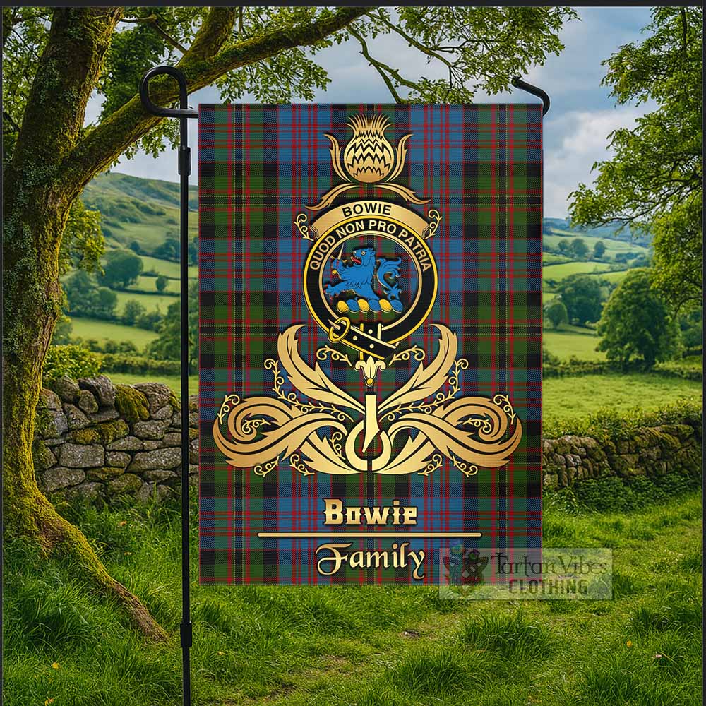 Bowie Tartan Garden Flag with Highland Thistle Cherish Family Crest Style - Tartan Vibes Clothing