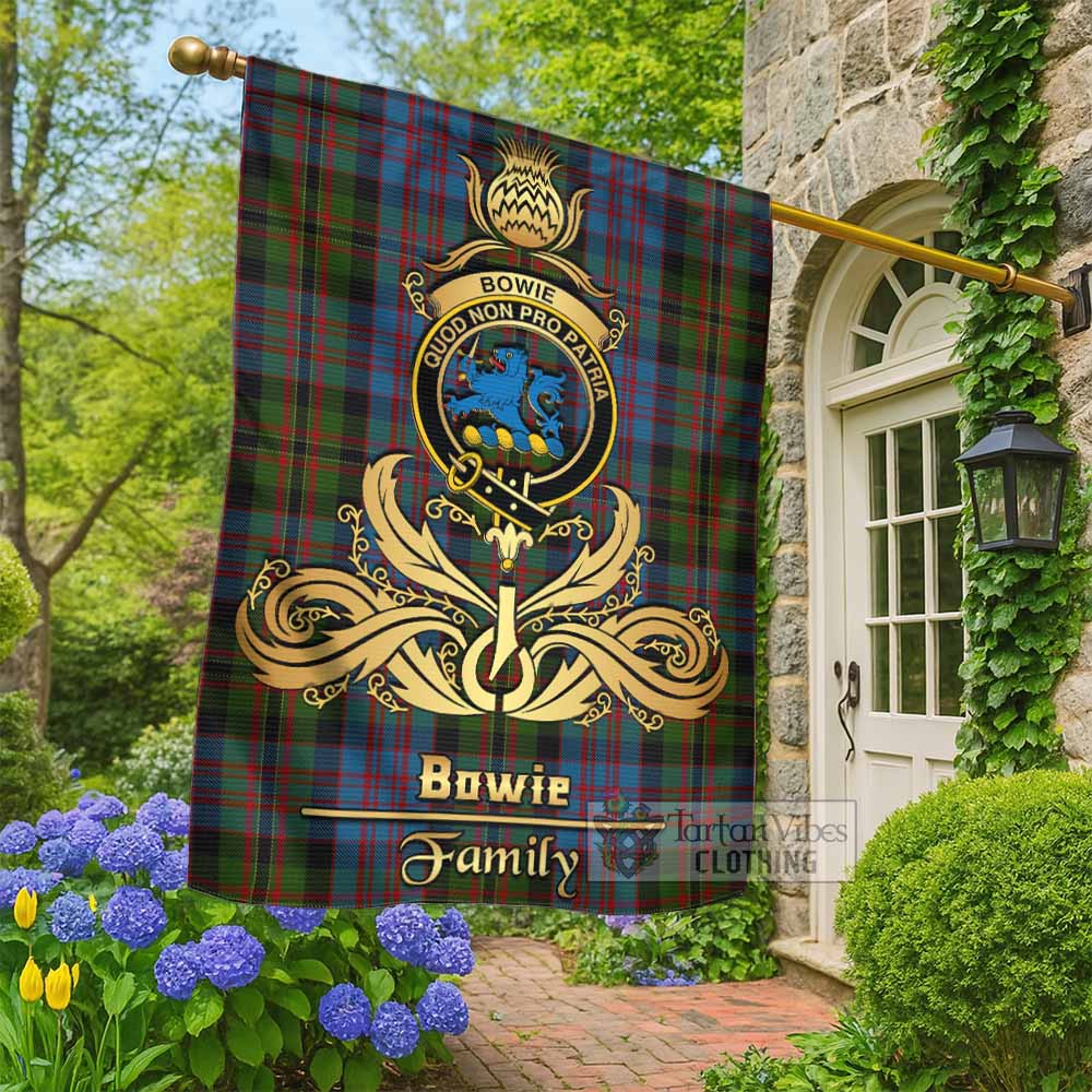 Bowie Tartan Garden Flag with Highland Thistle Cherish Family Crest Style - Tartan Vibes Clothing