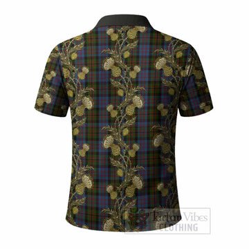 Bowie Tartan Polo Shirt Seamless Scottish Thistle Flowers