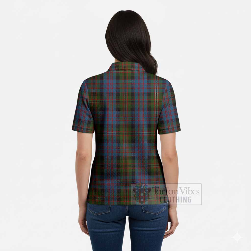 Bowie Tartan Women’s Polo Sweater Top with Family Crest