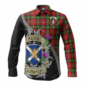 Tartan Vibes Clothing Boyd Tartan Family Crest Long Sleeve Button Shirt Lion Rampant Royal Thistle Shield Celtic Inspired