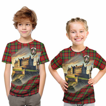 Boyd Tartan Family Crest Kid T-Shirt with Scottish Ancient Castle Style