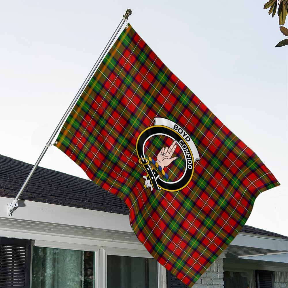 Tartan Vibes Clothing Boyd Tartan House Flag with Family Crest