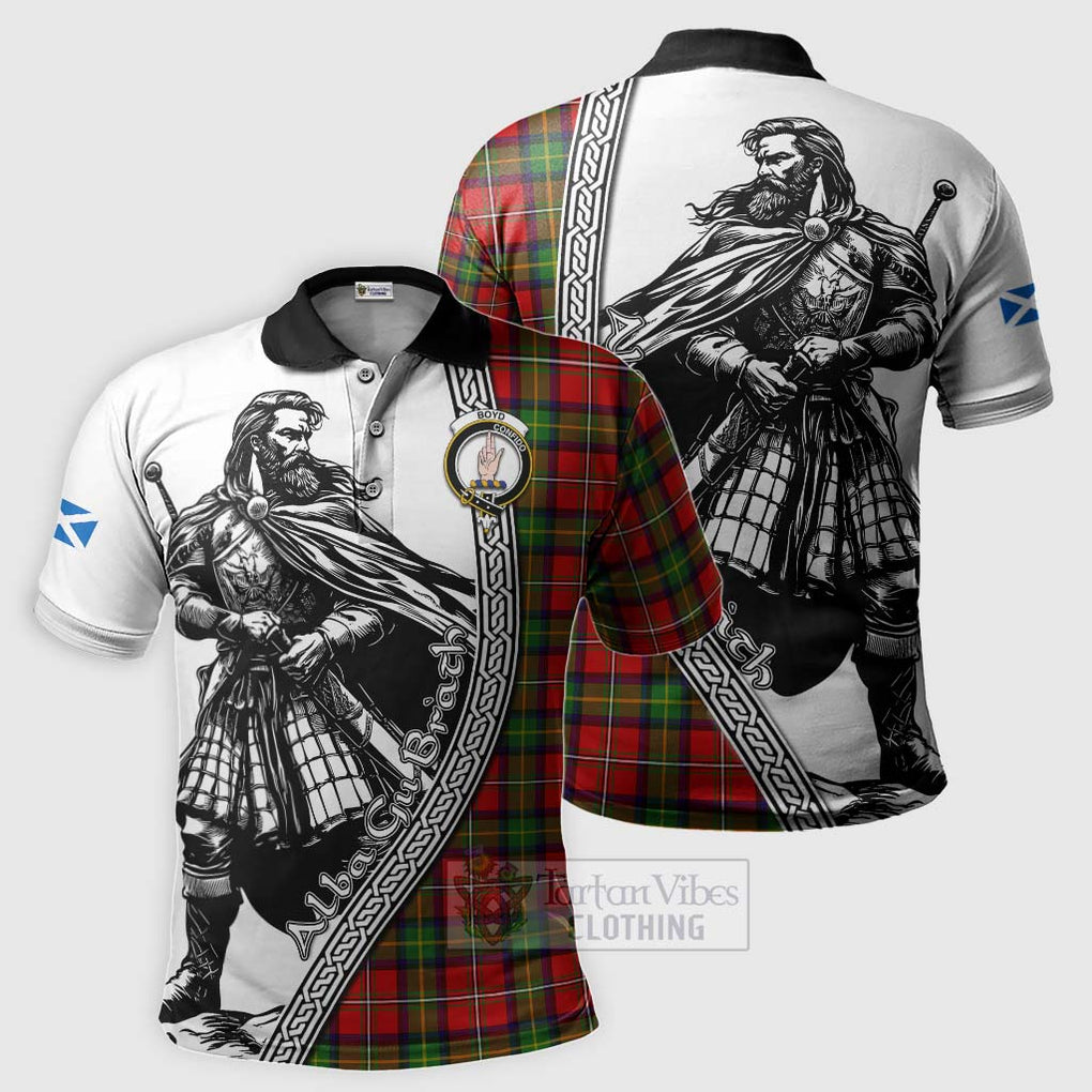Tartan Vibes Clothing Boyd Tartan Clan Crest Polo Shirt with Highlander Warrior Celtic Style