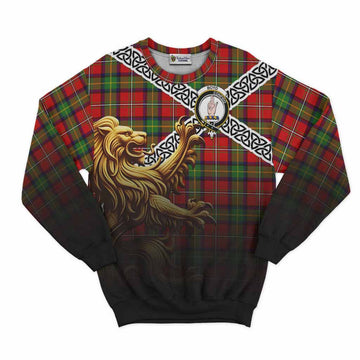 Tartan Vibes Clothing Boyd Crest Tartan Sweatshirt with Golden Lion Emblem Celtic Style