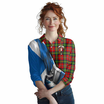 Tartan Vibes Clothing Boyd Tartan Women's Casual Shirt with Family Crest Scotland Patriotic Style