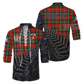 Tartan Vibes Clothing Boyd Crest Tartan Ghillie Kilt Shirt with New Zealand Silver Fern Half Style