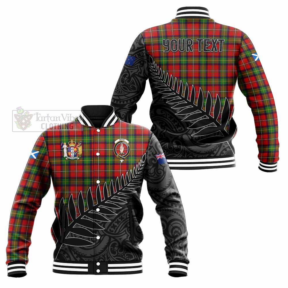 Tartan Vibes Clothing Boyd Crest Tartan Baseball Jacket with New Zealand Silver Fern Half Style
