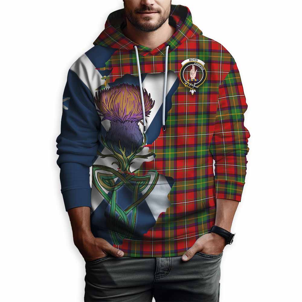 Tartan Vibes Clothing Boyd Tartan Family Crest Hoodie Scottish Thistle Celtic Inspired