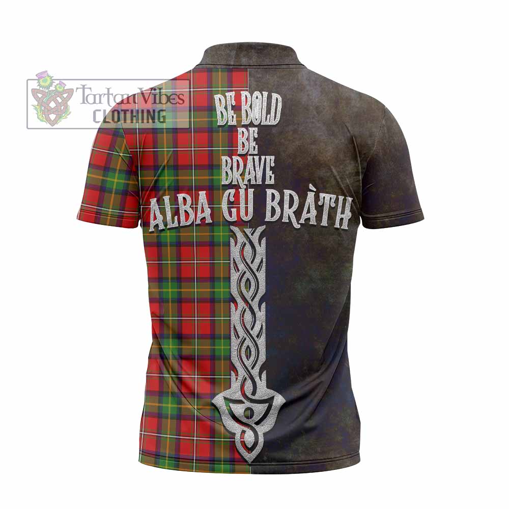 Tartan Vibes Clothing Boyd Tartan Family Crest Zipper Polo Shirt Alba Gu Brath Be Brave Lion Ancient Style