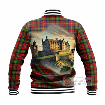 Tartan Vibes Clothing Boyd Tartan Family Crest Baseball Jacket with Scottish Ancient Castle Style