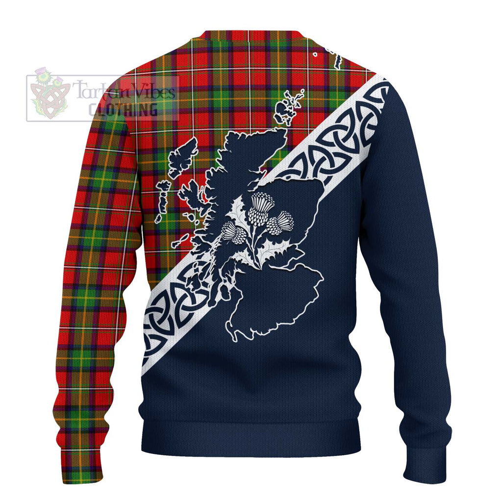 Tartan Vibes Clothing Boyd Tartan Knitted Sweater Featuring Thistle and Scotland Map