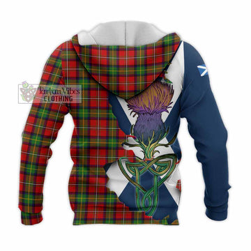 Tartan Vibes Clothing Boyd Tartan Family Crest Knitted Hoodie Scottish Thistle Celtic Inspired