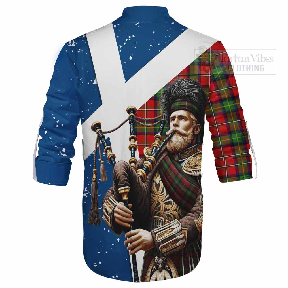 Tartan Vibes Clothing Boyd Tartan Ghillie Kilt Shirt with Family Crest Scottish Bagpiper Vibes