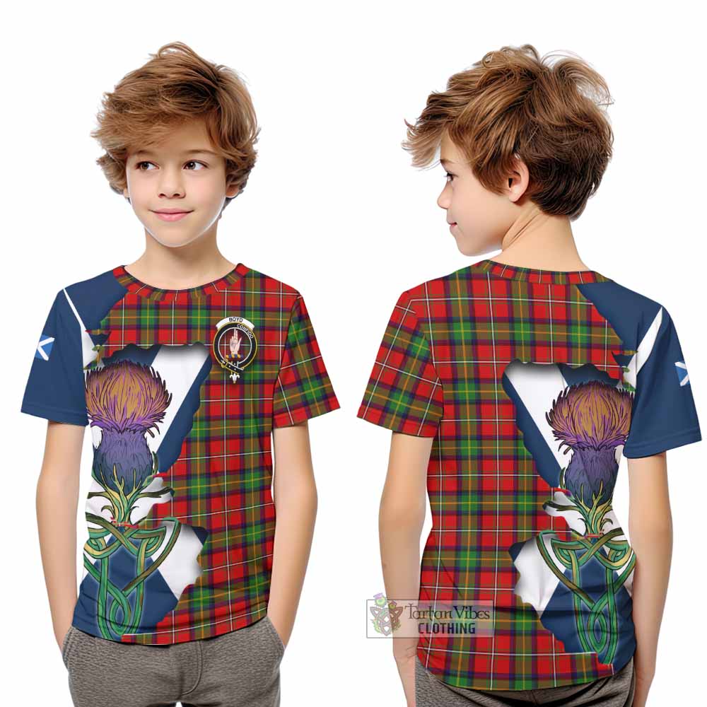 Tartan Vibes Clothing Boyd Tartan Family Crest Kid T-Shirt Scottish Thistle Celtic Inspired