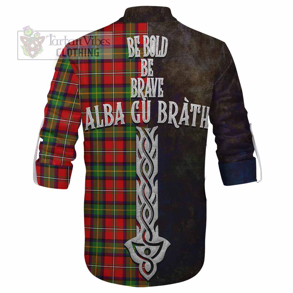 Tartan Vibes Clothing Boyd Tartan Family Crest Ghillie Kilt Shirt Alba Gu Brath Be Brave Lion Ancient Style