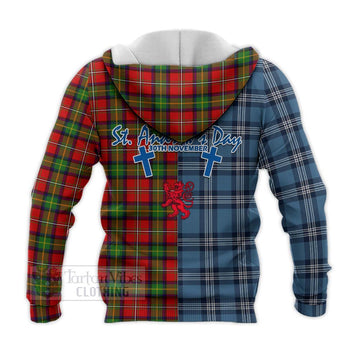 Tartan Vibes Clothing Boyd Tartan Knitted Hoodie Happy St. Andrew's Day Half Tartan Style