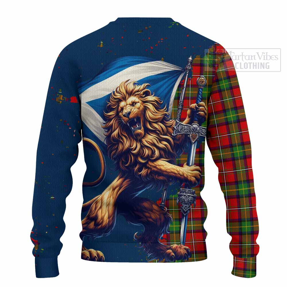 Tartan Vibes Clothing Boyd Tartan Family Crest Knitted Sweater with Scottish Majestic Lion