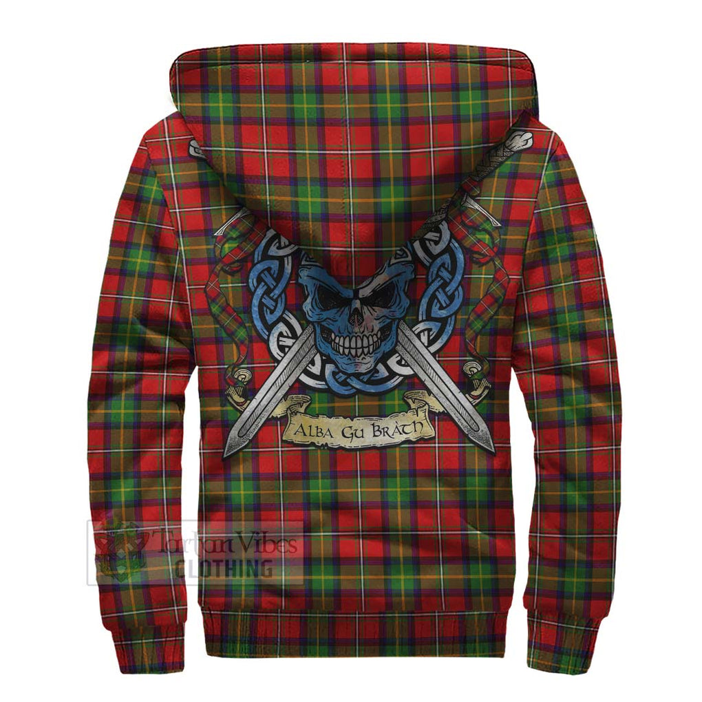 Tartan Vibes Clothing Boyd Tartan Sherpa Hoodie with Family Crest Celtic Skull Style