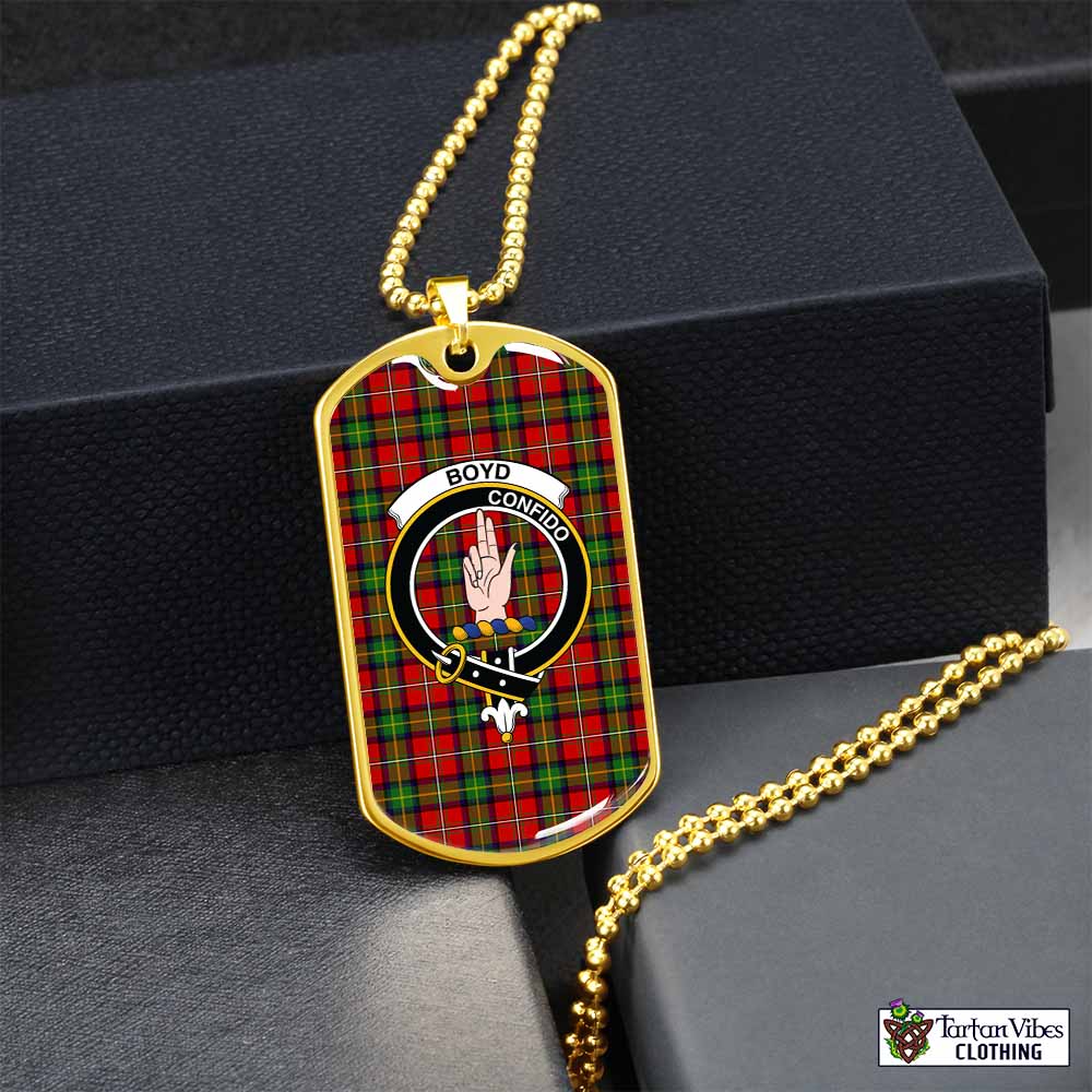 Tartan Vibes Clothing Boyd Tartan Dog Tag Necklace with Family Crest