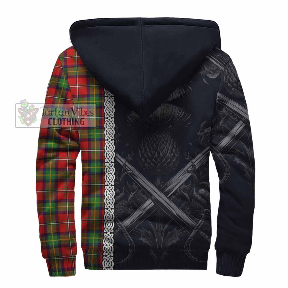 Tartan Vibes Clothing Boyd Tartan Sherpa Hoodie with Family Crest Cross Sword Thistle Celtic Vibes