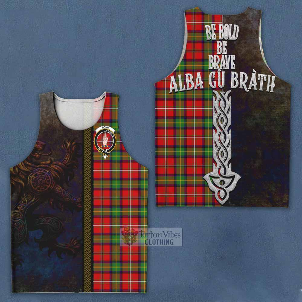 Tartan Vibes Clothing Boyd Tartan Family Crest Men's Tank Top Alba Gu Brath Be Brave Lion Ancient Style