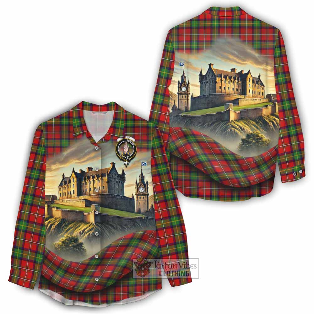 Tartan Vibes Clothing Boyd Tartan Family Crest Women's Casual Shirt with Scottish Ancient Castle Style