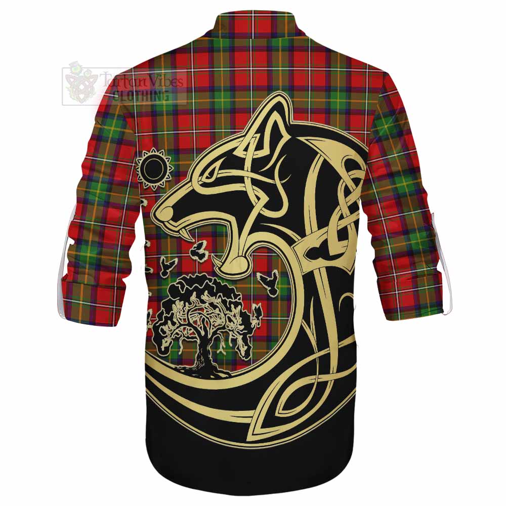 Tartan Vibes Clothing Boyd Tartan Ghillie Kilt Shirt with Family Crest Celtic Wolf Style