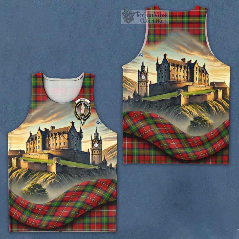 Tartan Vibes Clothing Boyd Tartan Family Crest Men's Tank Top with Scottish Ancient Castle Style