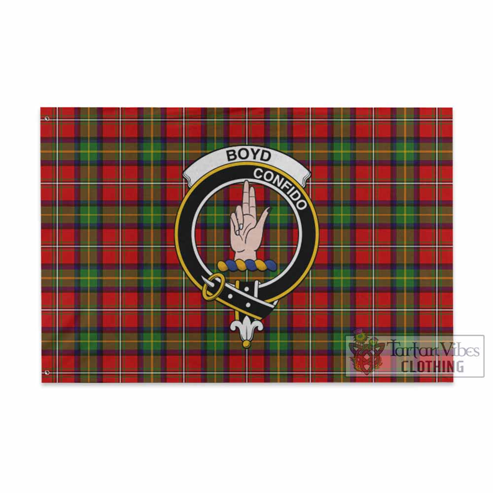 Tartan Vibes Clothing Boyd Tartan House Flag with Family Crest