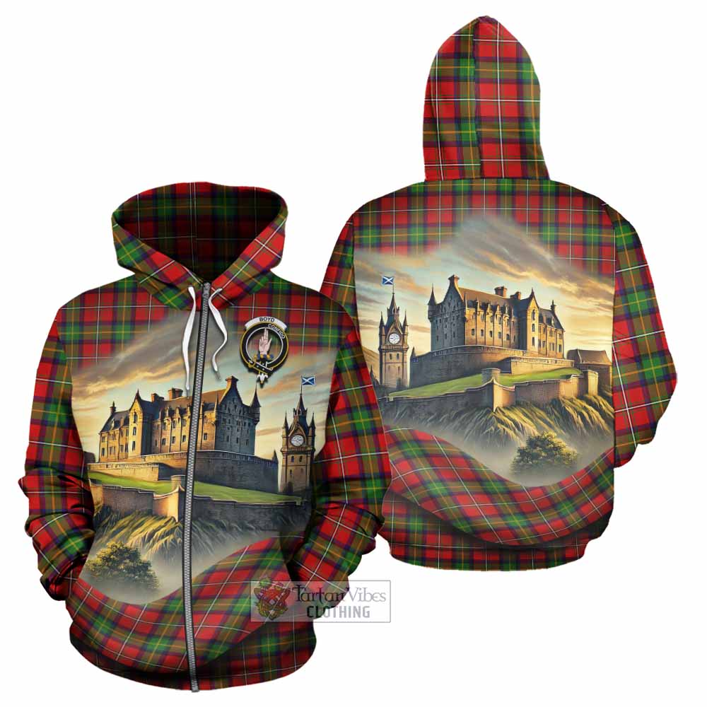 Tartan Vibes Clothing Boyd Tartan Family Crest Hoodie with Scottish Ancient Castle Style