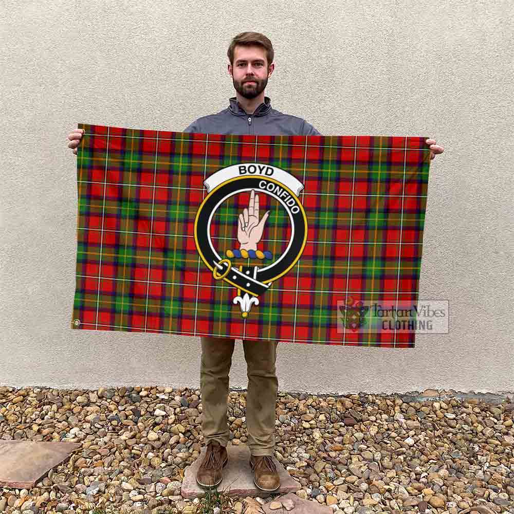 Tartan Vibes Clothing Boyd Tartan House Flag with Family Crest