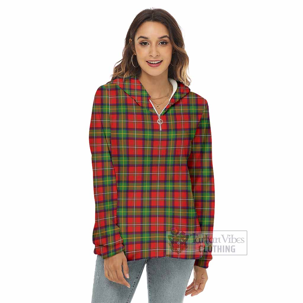Tartan Vibes Clothing Boyd Tartan Women's Borg  Half Zip Fleece Hoodie