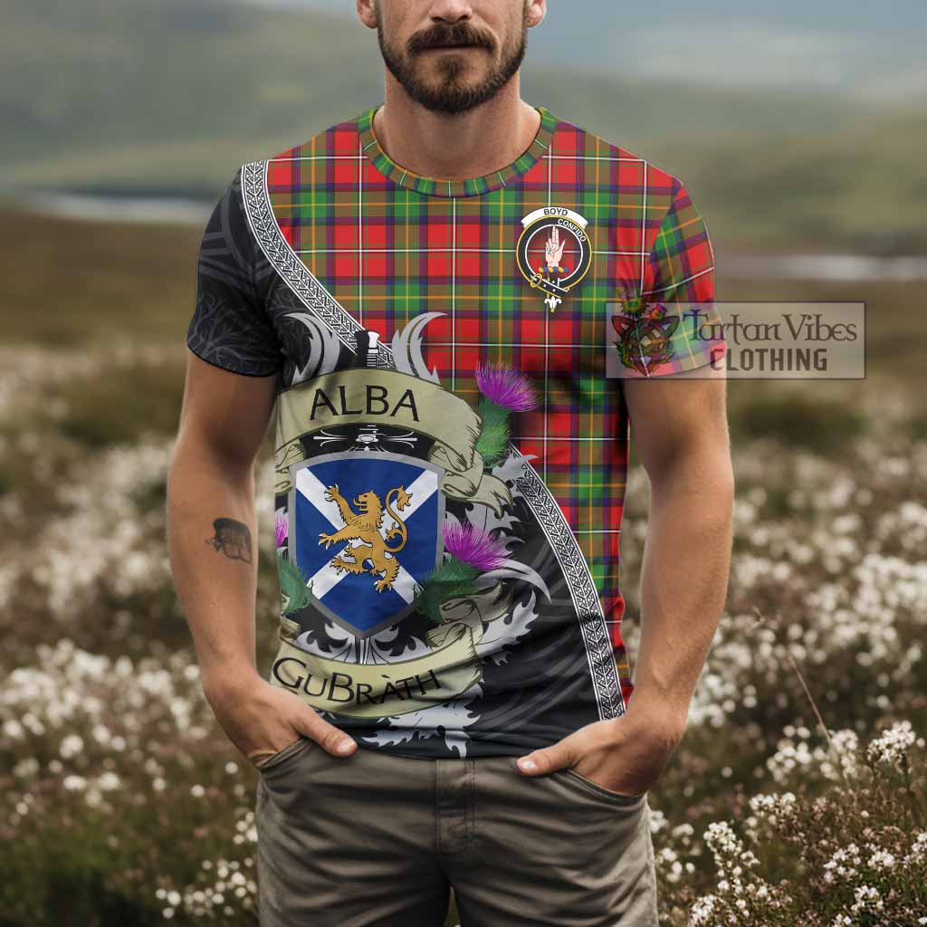 Tartan Vibes Clothing Boyd Tartan Family Crest T-Shirt Lion Rampant Royal Thistle Shield Celtic Inspired