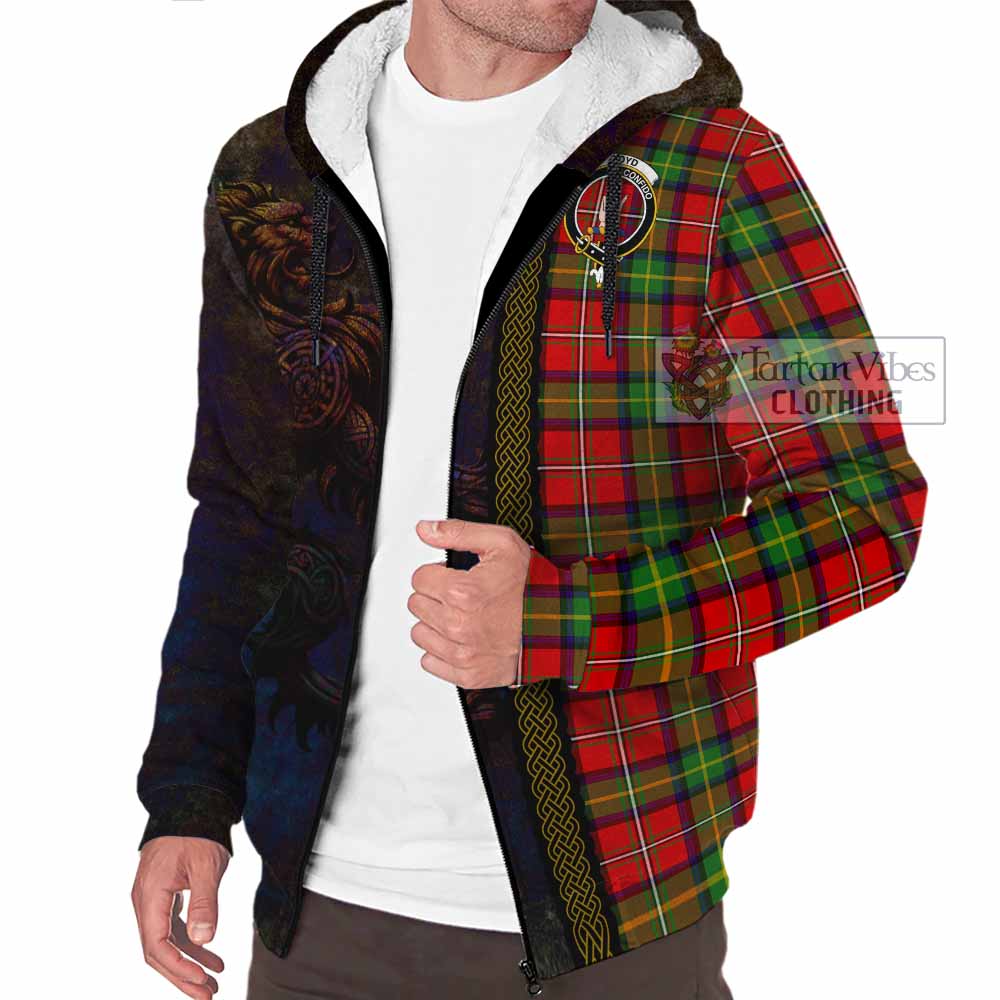 Tartan Vibes Clothing Boyd Tartan Family Crest Sherpa Hoodie Alba Gu Brath Be Brave Lion Ancient Style