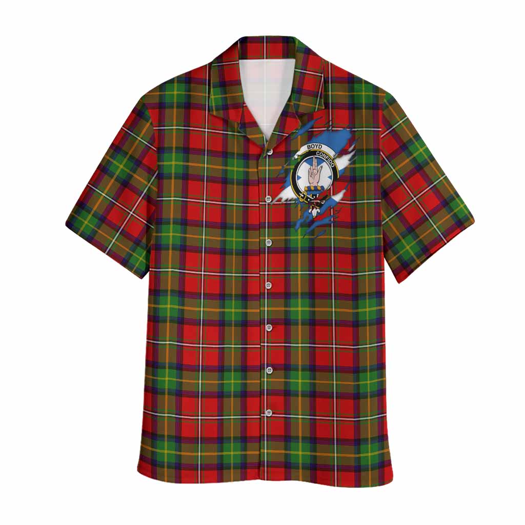 Boyd Clan Crest In Me Tartan Hawaiian Shirt Scotland Flag Style